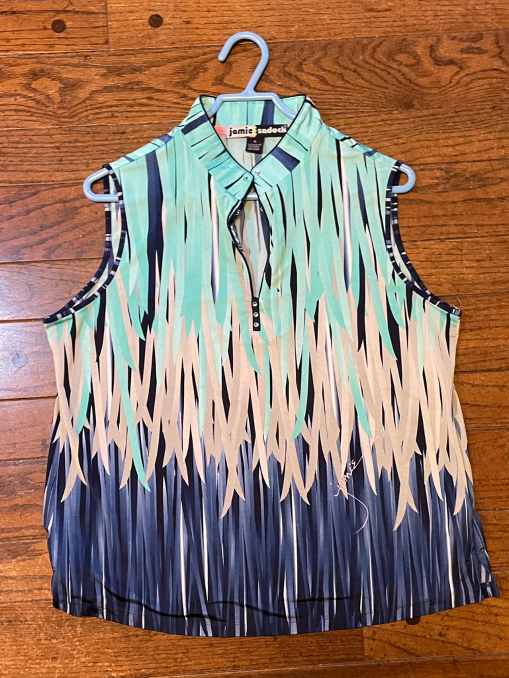 Jamie Sadock Aqua, Mint & Navy Golf Shirt sleeveless